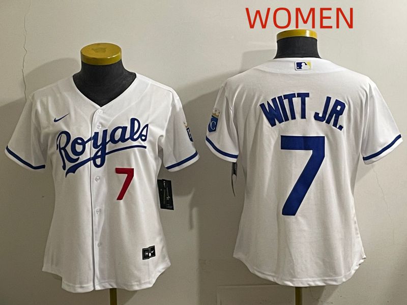 Women 2025 Kansas City Royals #7 Witt jr White Game Nike MLB Jersey style 3->women mlb jersey->Women Jersey